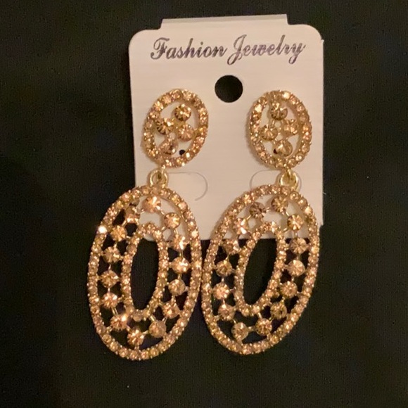 Gold Rhinestone Earrings - Picture 3 of 3